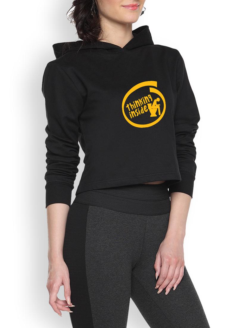 black printed crop hoodie - 1218300 - Zoom Image - 1