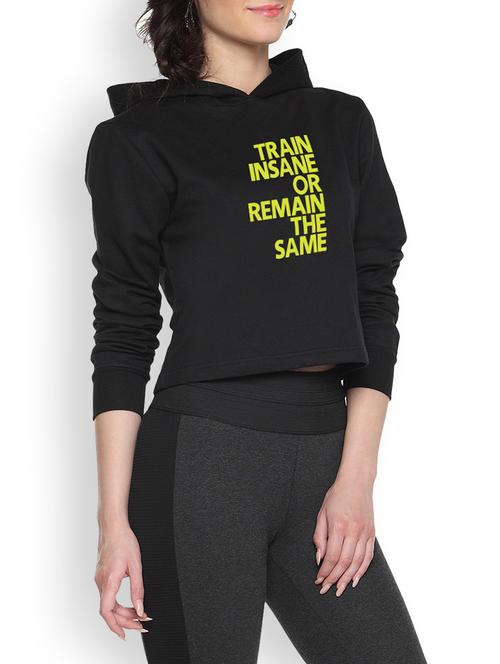 black printed crop hoodie - 1218303 - Standard Image - 1