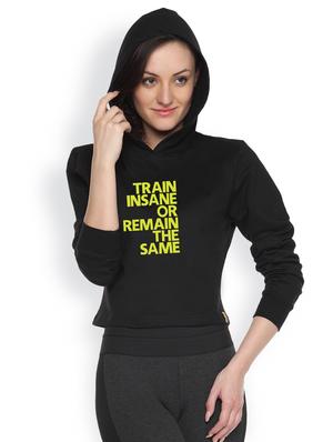 black printed crop hoodie - 1218303 - Standard Image - 2