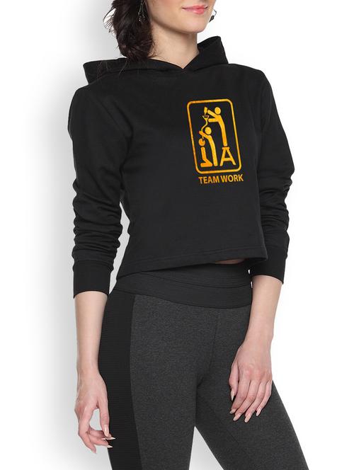 black printed crop hoodie - 1218306 - Standard Image - 1