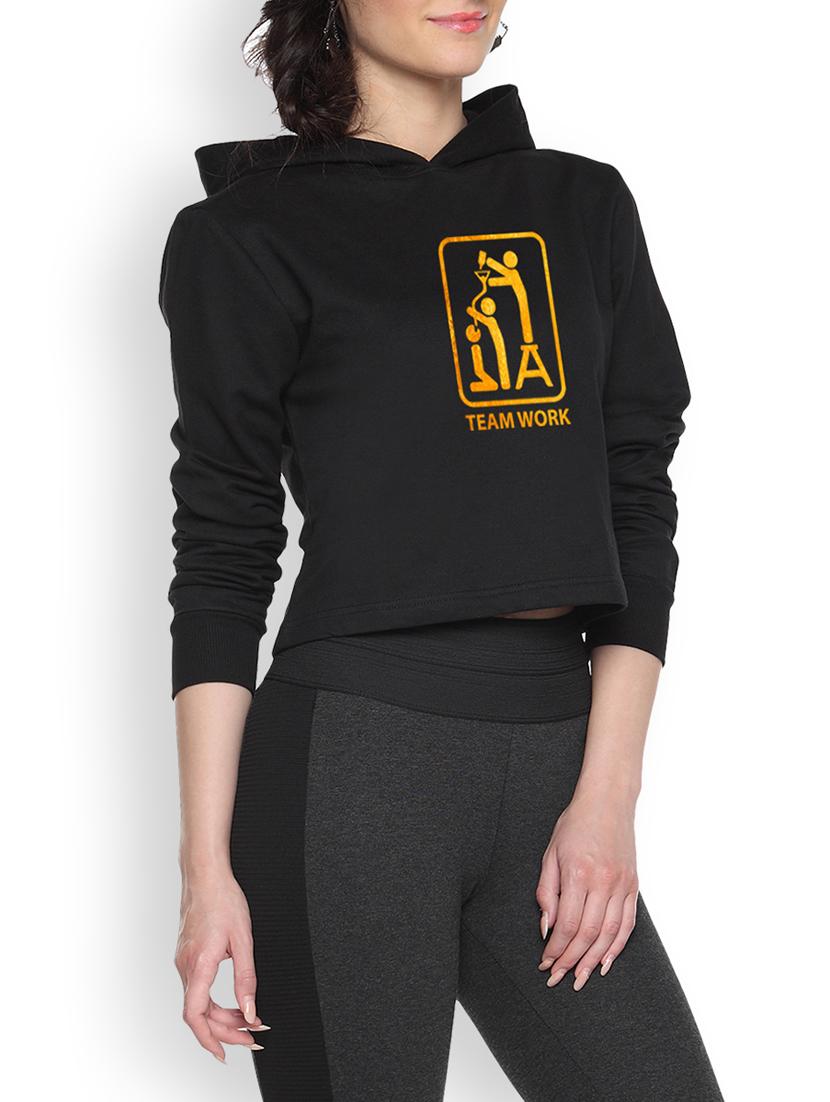 black printed crop hoodie - 1218306 - Zoom Image - 1
