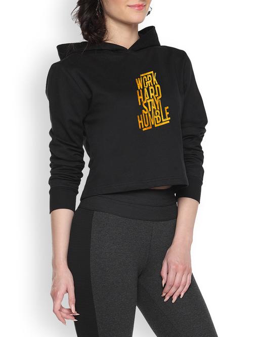 black printed crop hoodie - 1218310 - Standard Image - 1