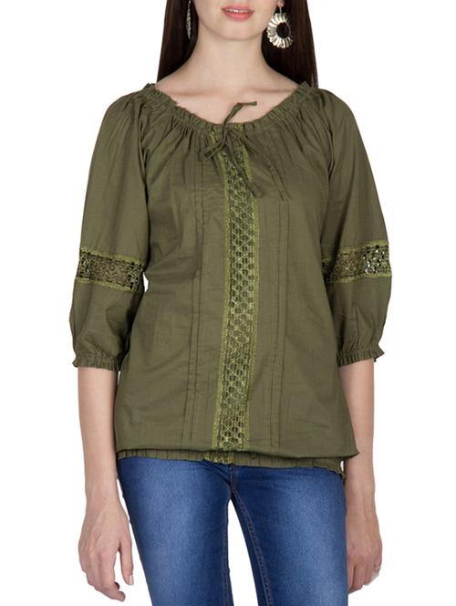 dark green cotton top - 12186238 - Standard Image - 1