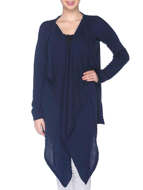 navy blue acrylic waterfall shrug - 12192465 - Standard Image - 1