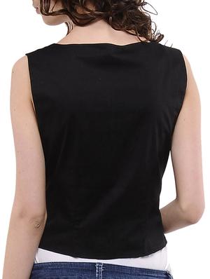 sleeveless solid waist coat - 12197549 - Standard Image - 3