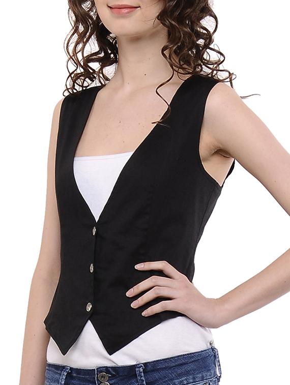 sleeveless solid waist coat - 12197549 - Zoom Image - 2