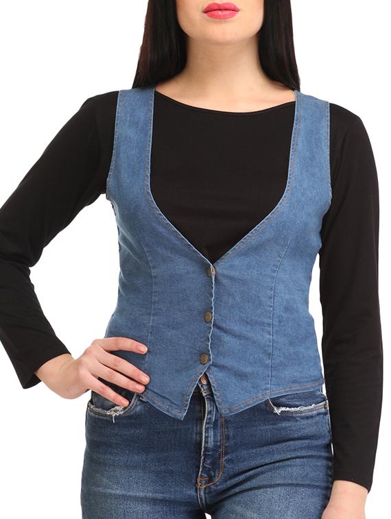 button up denim summer jacket - 12197550 - Zoom Image - 1