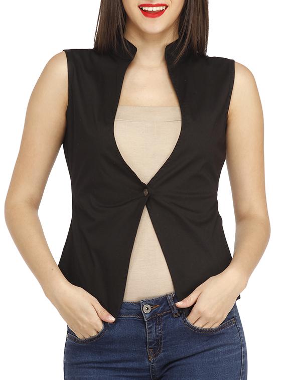 mandarin neck button detail summer jacket - 12197566 - Zoom Image - 1