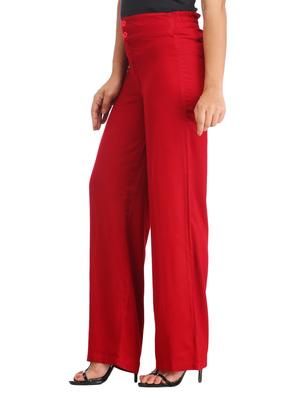 red rayon flat front trouser - 12204713 - Standard Image - 2