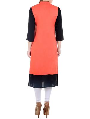 peach viscose straight kurta - 12206076 - Standard Image - 3