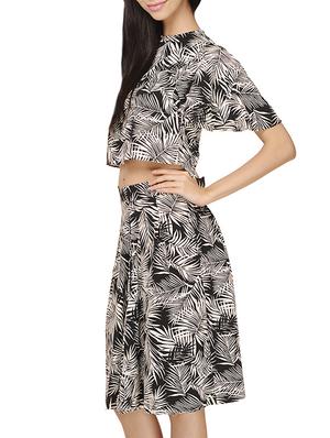 black printed crepe top and skirt set - 12206363 - Standard Image - 2