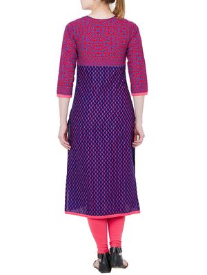 purple cotton straight kurta - 12206706 - Standard Image - 3