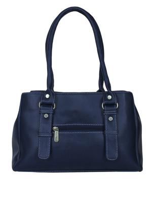 solid navy blue faux leather handbag - 1220946 - Standard Image - 3