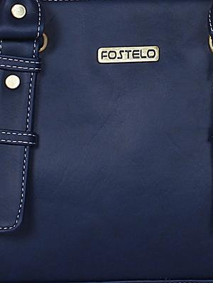 solid navy blue faux leather handbag - 1220946 - Standard Image - 4