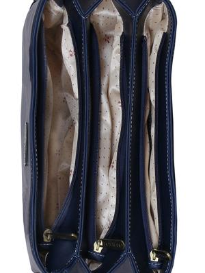 solid navy blue faux leather handbag - 1220946 - Standard Image - 5