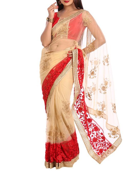 gold embroidered saree with blouse - 12211269 - Very Small Image - 1
