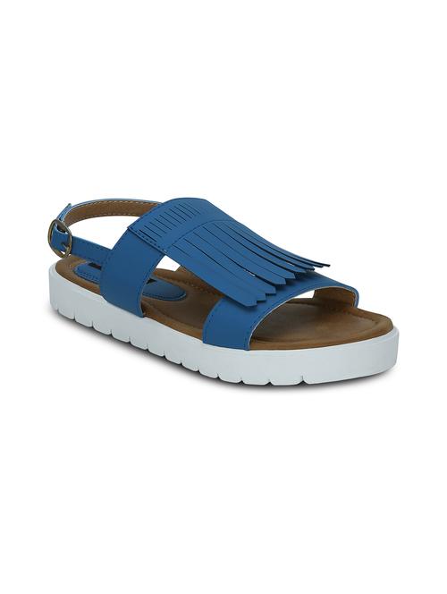 blue faux leather flat forms sandals - 12211691 - Standard Image - 1
