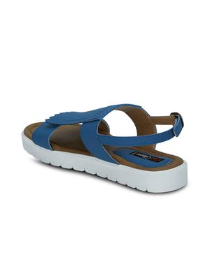 blue faux leather flat forms sandals - 12211691 - Standard Image - 3