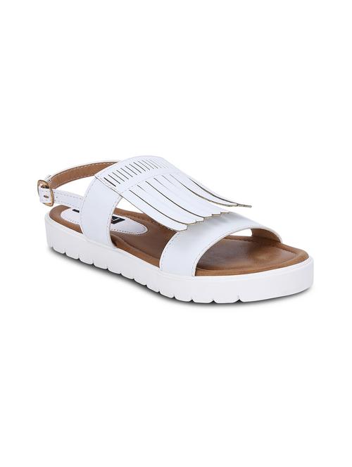 white faux leather flat forms sandals - 12211693 -  Standard Image - 0