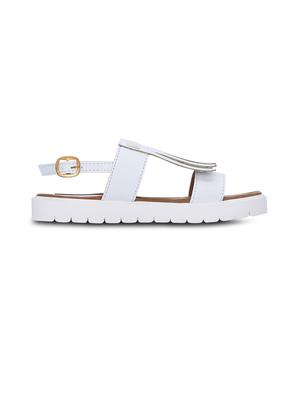 white faux leather flat forms sandals - 12211693 - Standard Image - 2