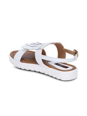 white faux leather flat forms sandals - 12211693 - Standard Image - 3