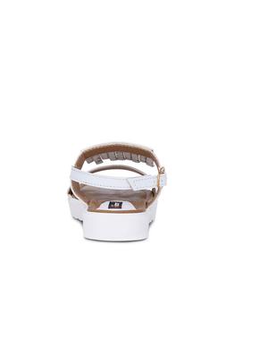 white faux leather flat forms sandals - 12211693 - Standard Image - 4