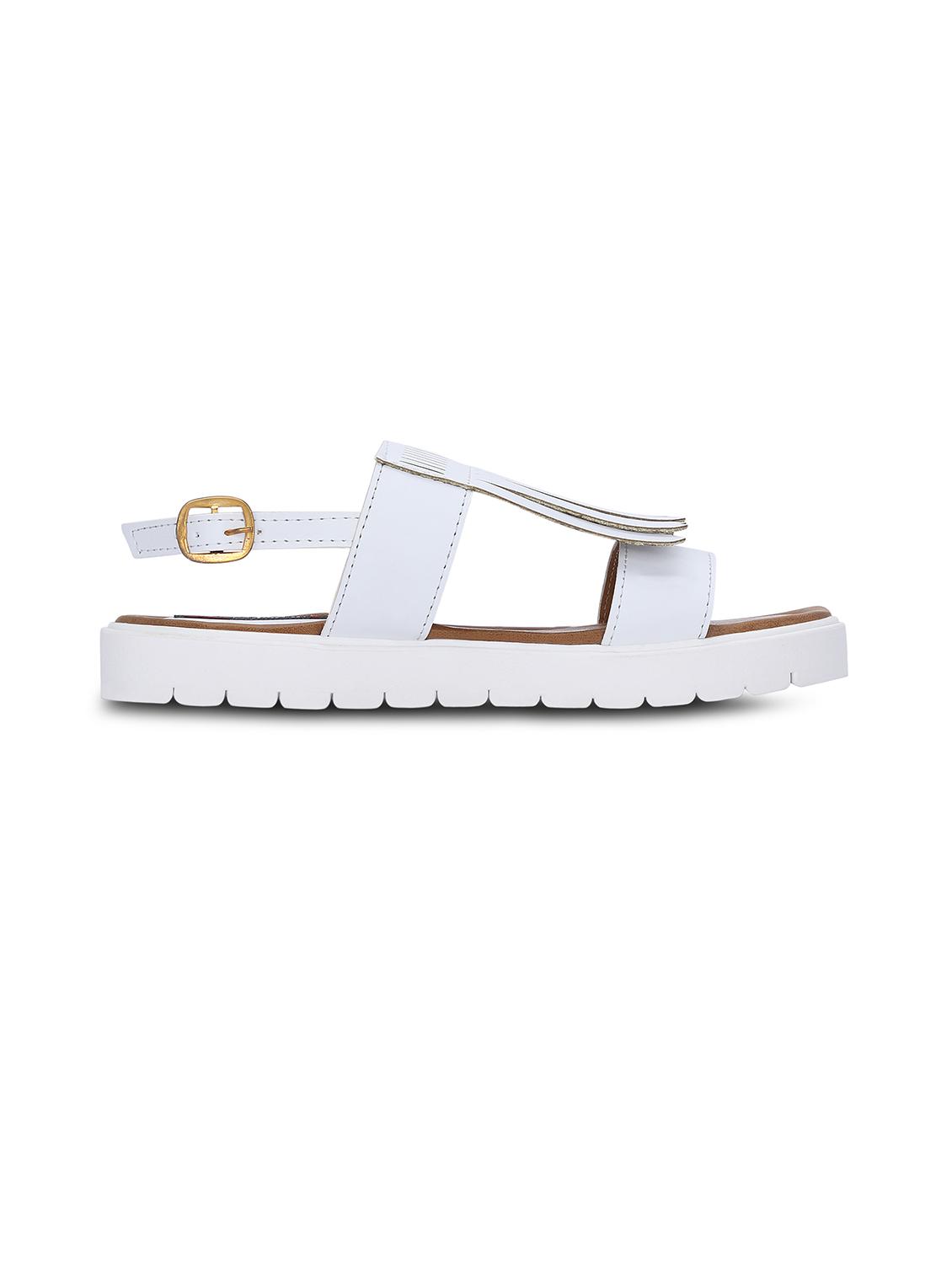 white faux leather flat forms sandals - 12211693 - Zoom Image - 2