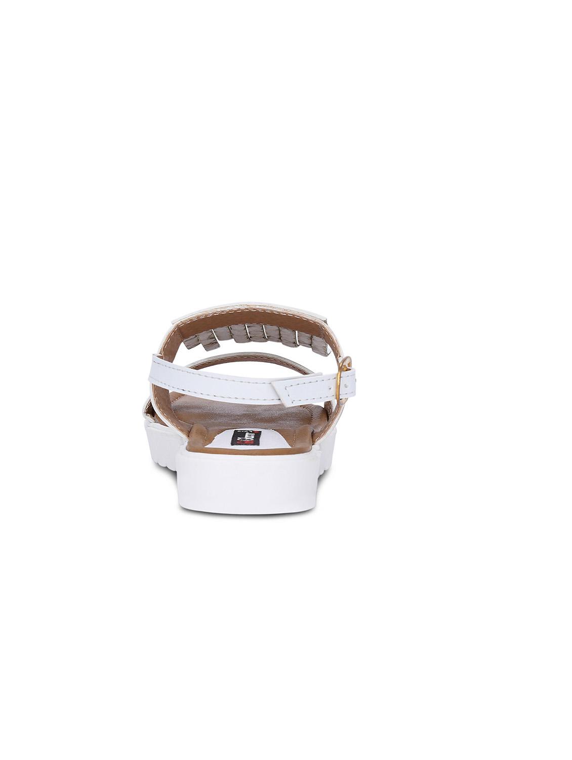 white faux leather flat forms sandals - 12211693 - Zoom Image - 4