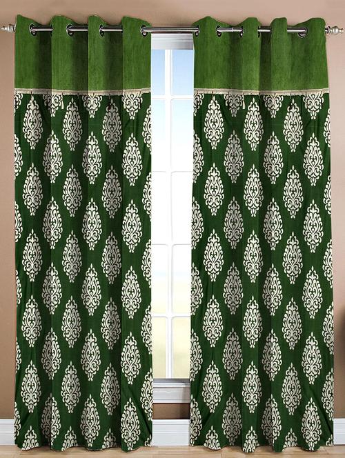 home candy eyelet fancy polyester 2 piece door curtain set - 84"x48", green - 12212514 - Standard Image - 1