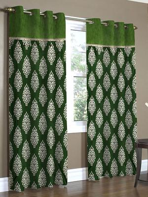 home candy eyelet fancy polyester 2 piece door curtain set - 84"x48", green - 12212514 - Standard Image - 2