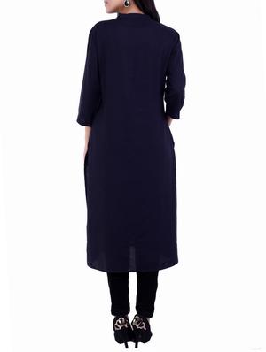 blue rayon straight kurta - 12215117 - Standard Image - 3