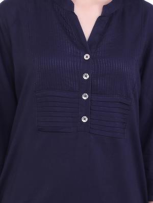 blue rayon straight kurta - 12215117 - Standard Image - 4