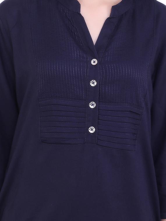 blue rayon straight kurta - 12215117 - Zoom Image - 4