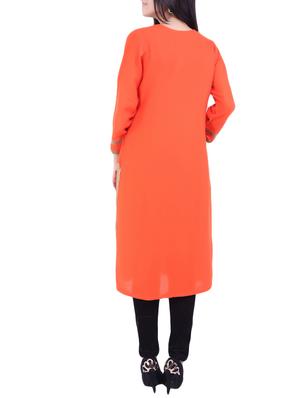 orange rayon long kurta - 12215125 - Standard Image - 3