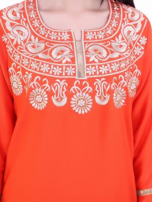 orange rayon long kurta - 12215125 - Standard Image - 4