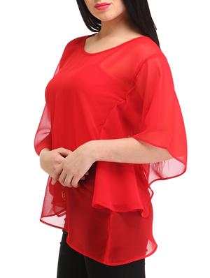 cape sleeved sheer top - 12220442 - Standard Image - 2