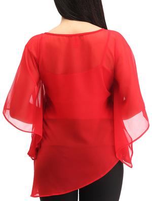 cape sleeved sheer top - 12220442 - Standard Image - 3