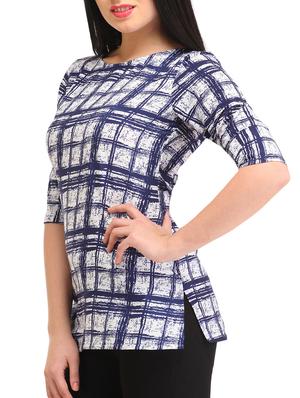 side slit checkered top - 12220448 - Standard Image - 2