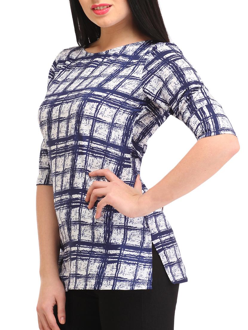 side slit checkered top - 12220448 - Zoom Image - 2