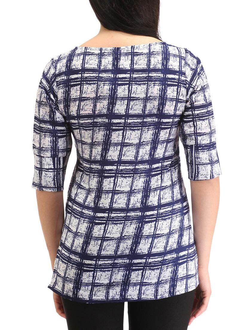 side slit checkered top - 12220448 - Zoom Image - 3