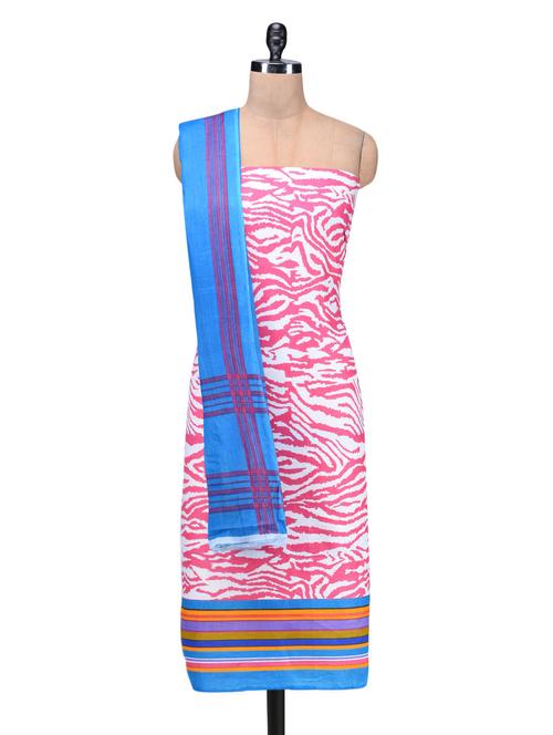 pink printed cotton unstitched suit piece - 1222065 - Very Small Image - 1