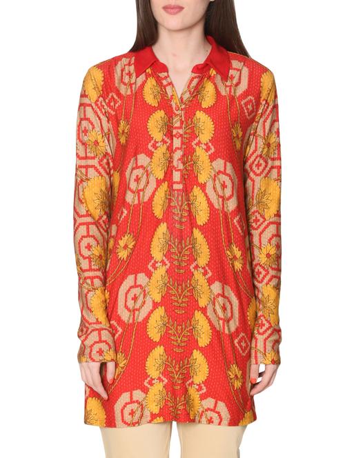 red and beige printed shirt tunic - 1223787 - Standard Image - 1