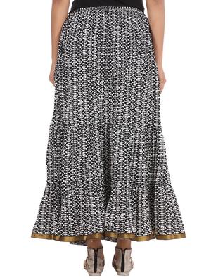 black cotton flared long skirt - 12239785 - Standard Image - 3