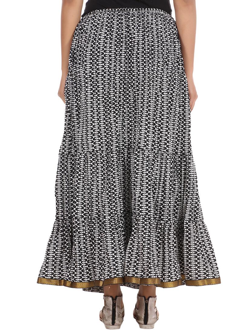 black cotton flared long skirt - 12239785 - Zoom Image - 3