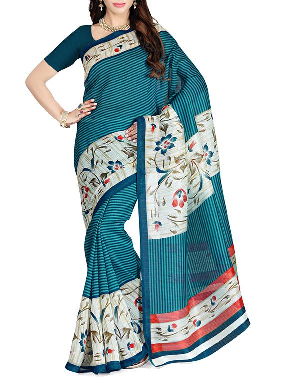 multi colored silk saree with blouse - 12240811 - Zoom Image - 1