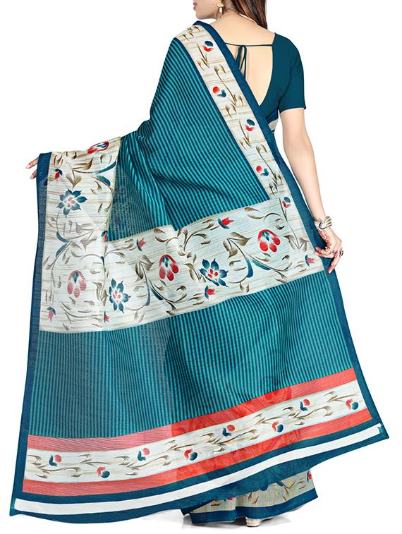 multi colored silk saree with blouse - 12240811 - Zoom Image - 2