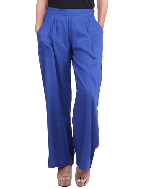 royal blue rayon palazzo - 12240839 - Standard Image - 1