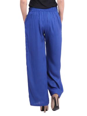 royal blue rayon palazzo - 12240839 - Standard Image - 3