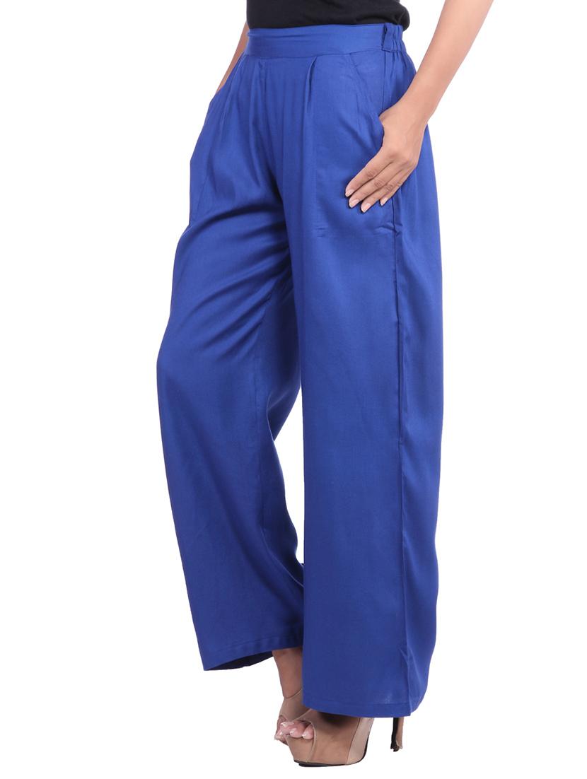 royal blue rayon palazzo - 12240839 - Zoom Image - 2