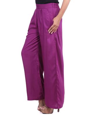 purple viscose palazzos - 12240840 - Standard Image - 2